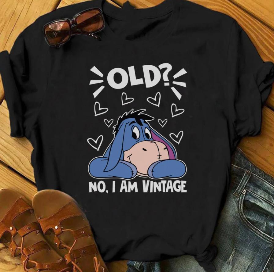 Old No I Am Vintage Eeyore Shirt Eeyore Black Unisex All size Shirt Unisex T-Shirt M