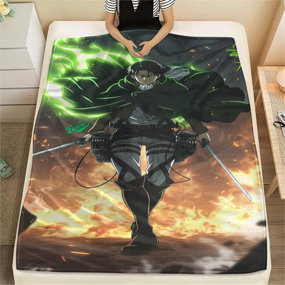 1PC Attack on Titan Print Flannel Blanket, High quality All Seasons, Home Decor, Warmth and Comfort, Perfect for Christmas Gifts