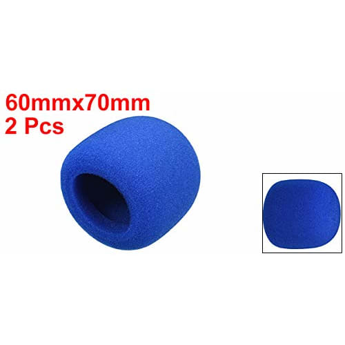 uxcell Foam Microphone Cover, Thick Sponge, 60mm Outer Diameter, Handheld Microphone Windscreen, Blue, KTV, Pack of 2