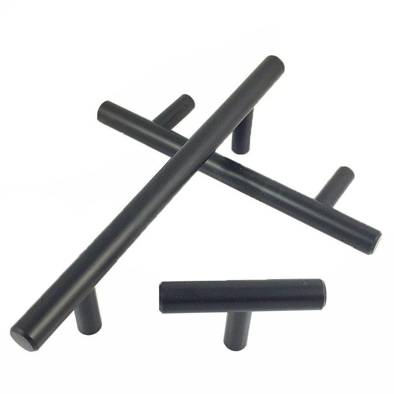 Sleek Black Stainless Steel T Bar Handles For Stylish Kitchen Cabinet Drawer Knobs