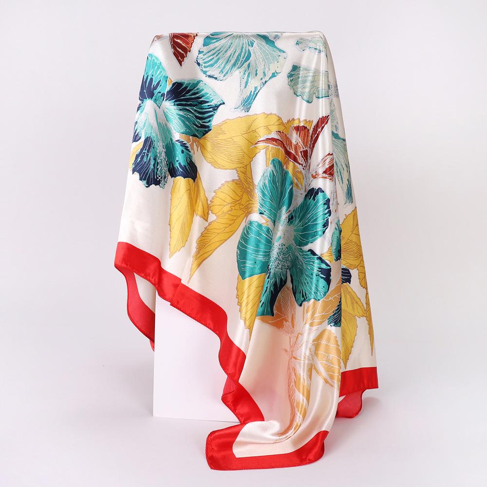 

Высококачественные роскошные шелковые шарфы, повязка на голову, шарфы, шейный шарф для женщин, шелковый шарф с цепочкой, женская декоративная шаль 90cm