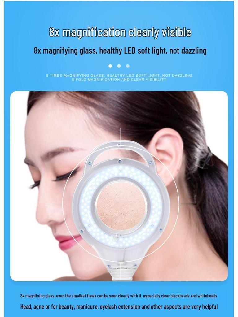 LED Beauty & Task Lamp with Magnifying Glass for Manicure, Eyelash, Tattoo, Microblading, Pedicure, and Dental Work