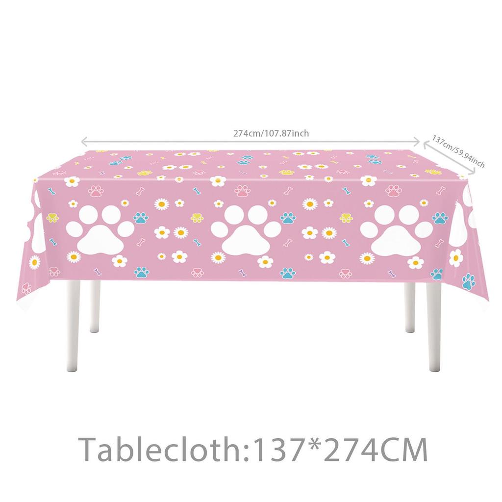 Blue and Pink Dog Paw Birthday Party Disposable Tableware Set