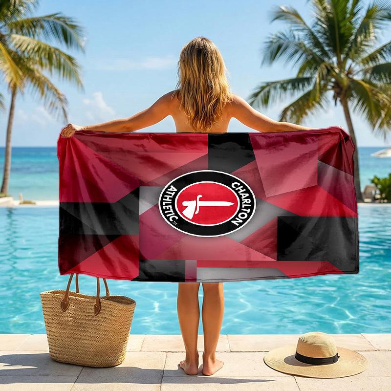 Charlton Athletic FC Druck Schnelltrocknendes Strandtuch Mikrofaser Saugfähig Tragbares Reise-Schwimmtuch