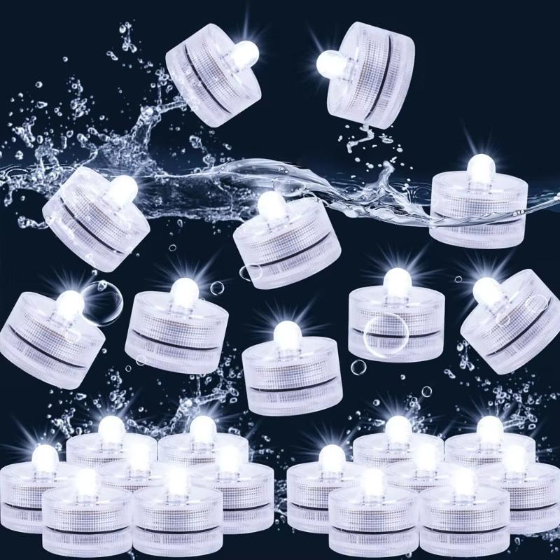1PC Mini Submersible LED Lights Waterproof Small Tealight Candles Battery Operated Underwater Light for Vase Pool Pond Halloween