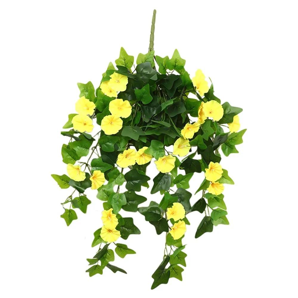 1Pcs 65cm/25.59inch Multicolor Artificial Flower 12 Forks 22 Heads Morning Glory Lifelike Morning Glory Vine DIY Accessories