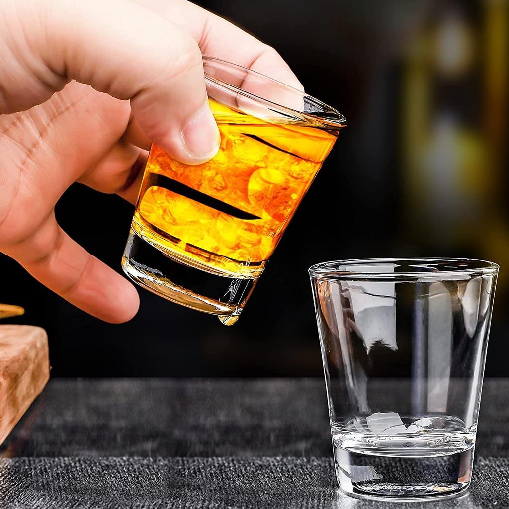 24 Shot Glasses - 50 ml Clear Shot Glasses, Mini Glasses, Heavy Base for Whiskey, Tequila, Vodka, Liqueur, Espresso