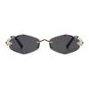 3pcs Vintage Small Polygonal Sunglasses for Women Luxurious Brand Style Rimless Rhombus Sun Eyeglasses Woman Trendy Metal Material Shades Glasses