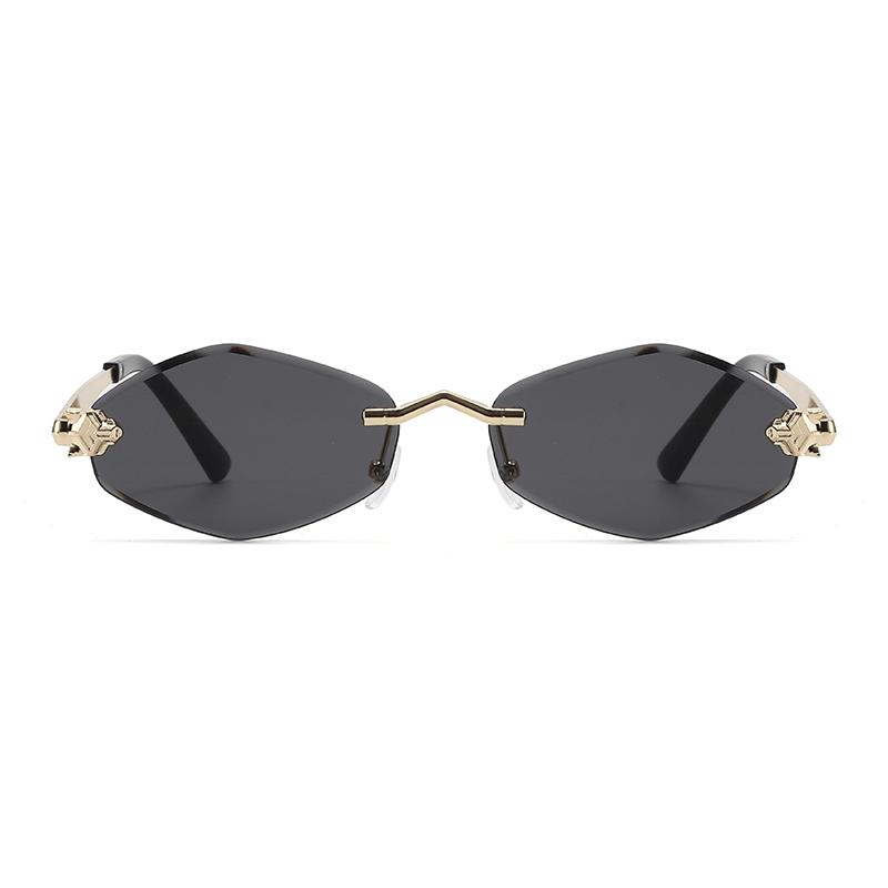 3pcs Vintage Small Polygonal Sunglasses for Women Luxurious Brand Style Rimless Rhombus Sun Eyeglasses Woman Trendy Metal Material Shades Glasses