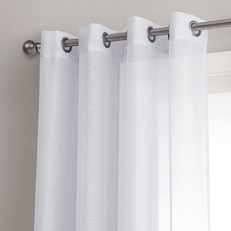 

Полупрозрачная однотонная штора с люверсами для украшения дома в гостиной 55X95 белый