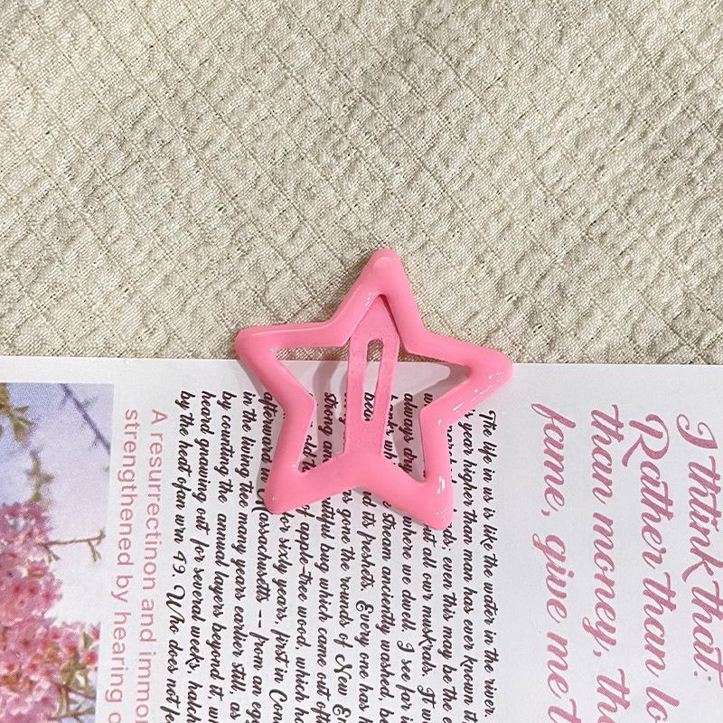 Candy Color Five-Pointed Star Hair Clip for Women - Enamel Small BB Clip for Side Bangs and Flyaway Hair
