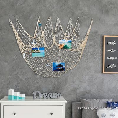 Set di Decorazioni da Parete Nautiche: Rete da Pesca, Salvagente, Ancora, Stella Marina, Pesce e Oggetti di Scena per Foto
