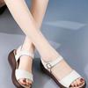 Leather Sandals Women's Summer Fashion New Soft-soled Non-slip Women's Work Casual Versatile Medium Heel Thick-soled Muffin Shoes