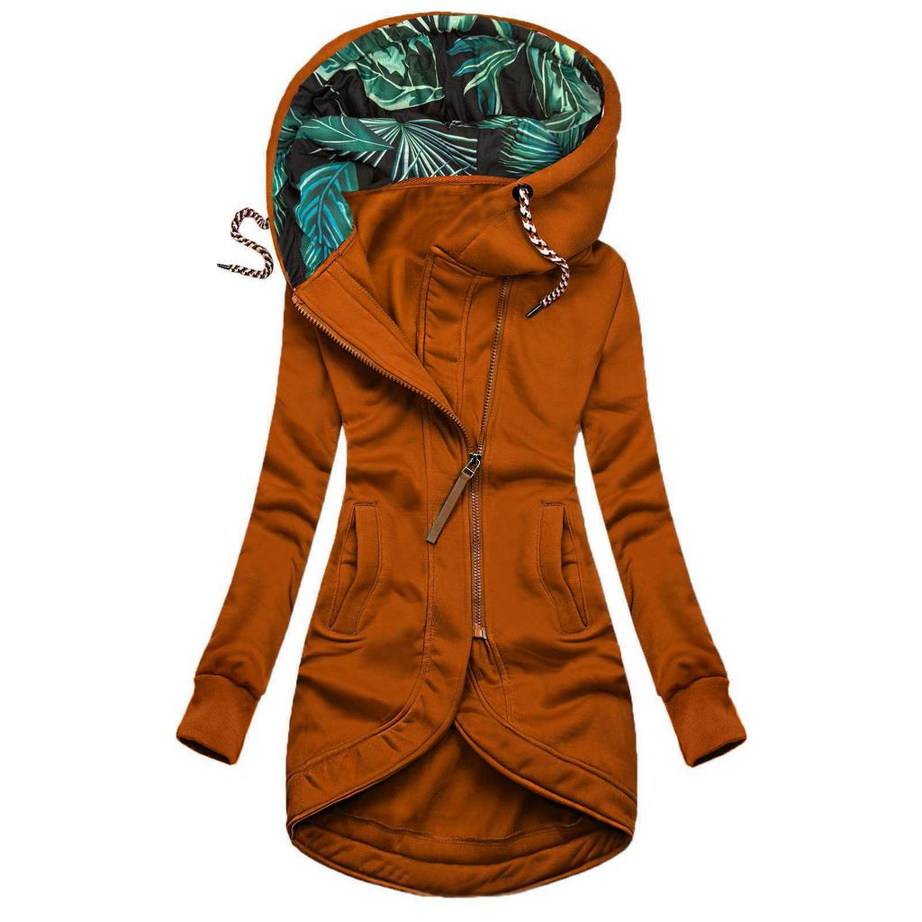 Solid Color Hooded Sweatshirt Long Sleeve Jacket Women's Street Loose Zipper Sweater Jacket