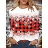 3D Printed Christmas Theme O-Neck Red Long Sleeve T-Shirts Fashion Womens Clothing