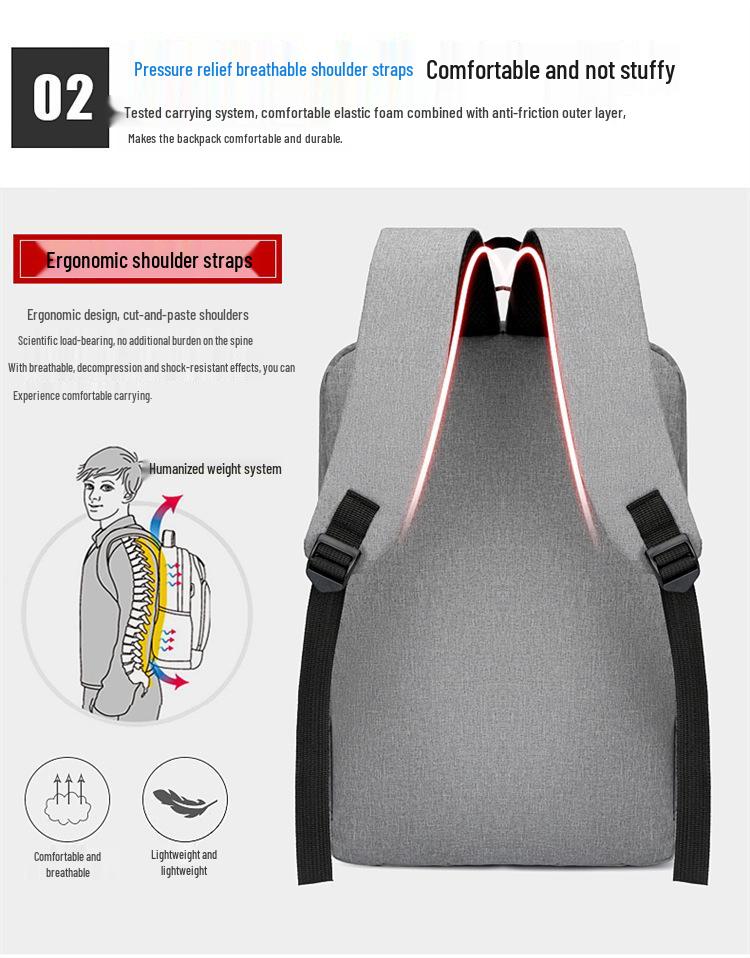 High-end Men's 15-inch Multifunctional Business Backpack with USB and Logo Printing Option