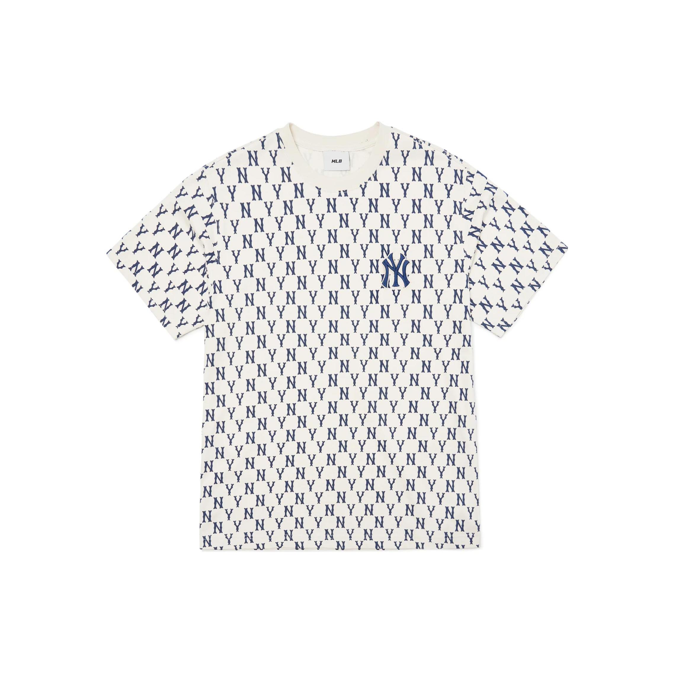 MLB New York Yankees T Shirts Unisex Cream Crew Neck Moderate Straight Fit 3ATSM1023-50CRS XS