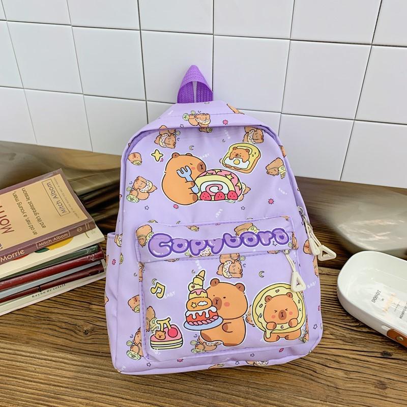 

Школьный рюкзак Капибара детская сумка мультяшная любовь маленький класс большая вместимость легкий универсальный рюкзак фиолетовый