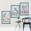 Pink Flowers Poster Print Wall Picture Modern Decoration Blue Birds Wall Art Pictures Canvas Print Painting for Living Room Home Decor
