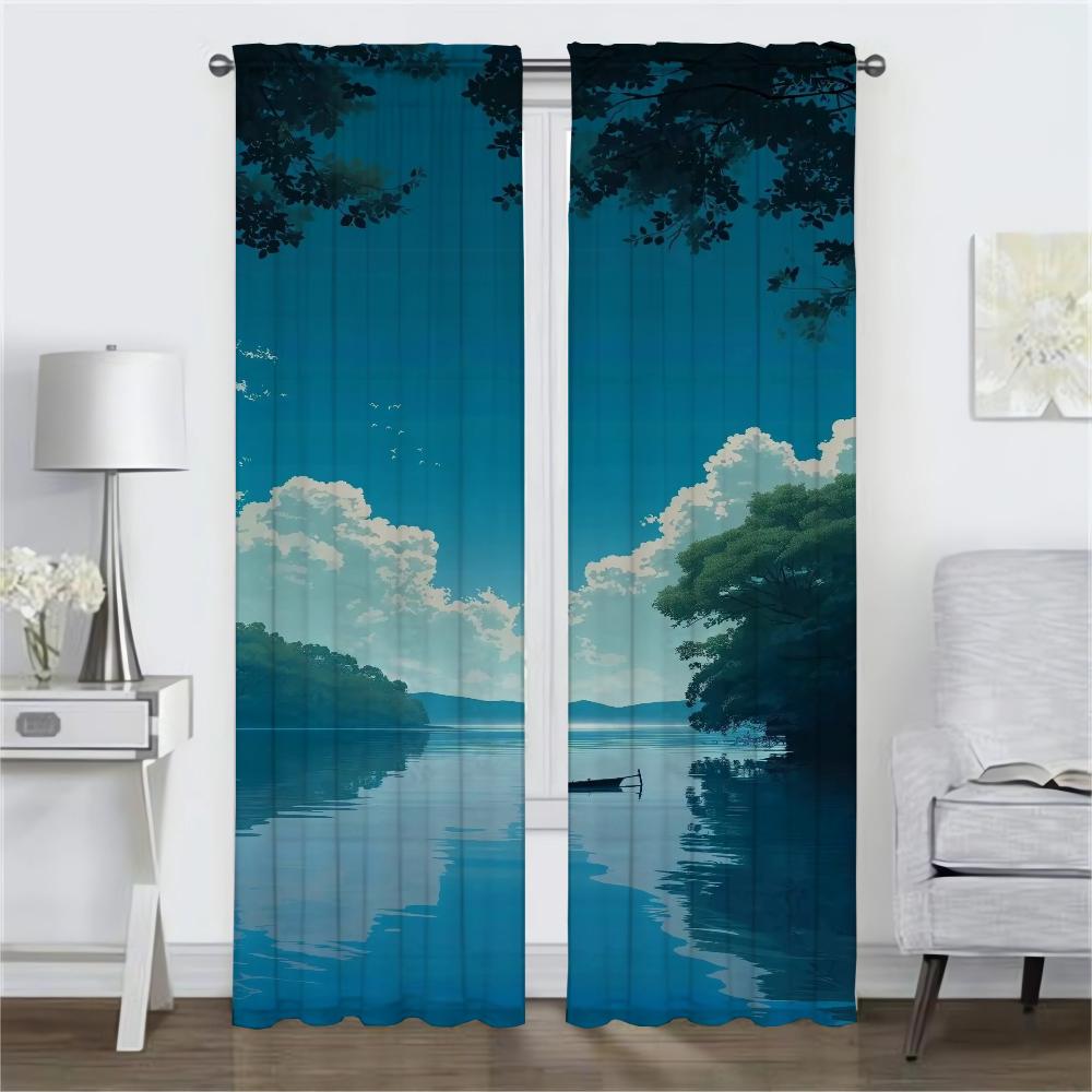 Beauty Scenery Home Interior Curtains 2 Pieces Elegant Room Curtains for Camera Tulle for Bedroom Window Curtain Shades Living