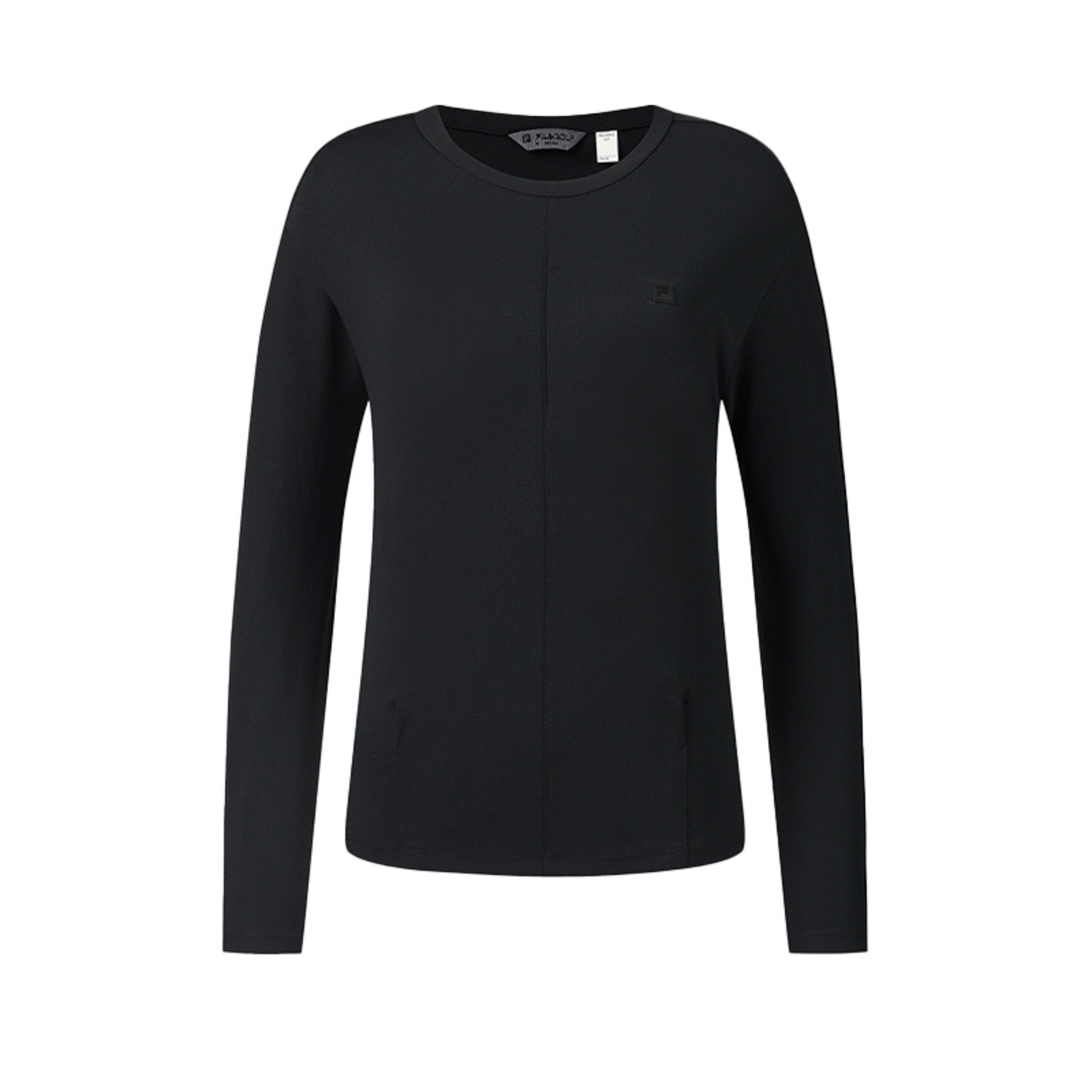 

FILA Golf Series Classic Simple Sports Casual Comfortable Versatile Crew Neck Pullover Knit Long Sleeve T-Shirt Women tops Deep-Black A11W615226FBK XL