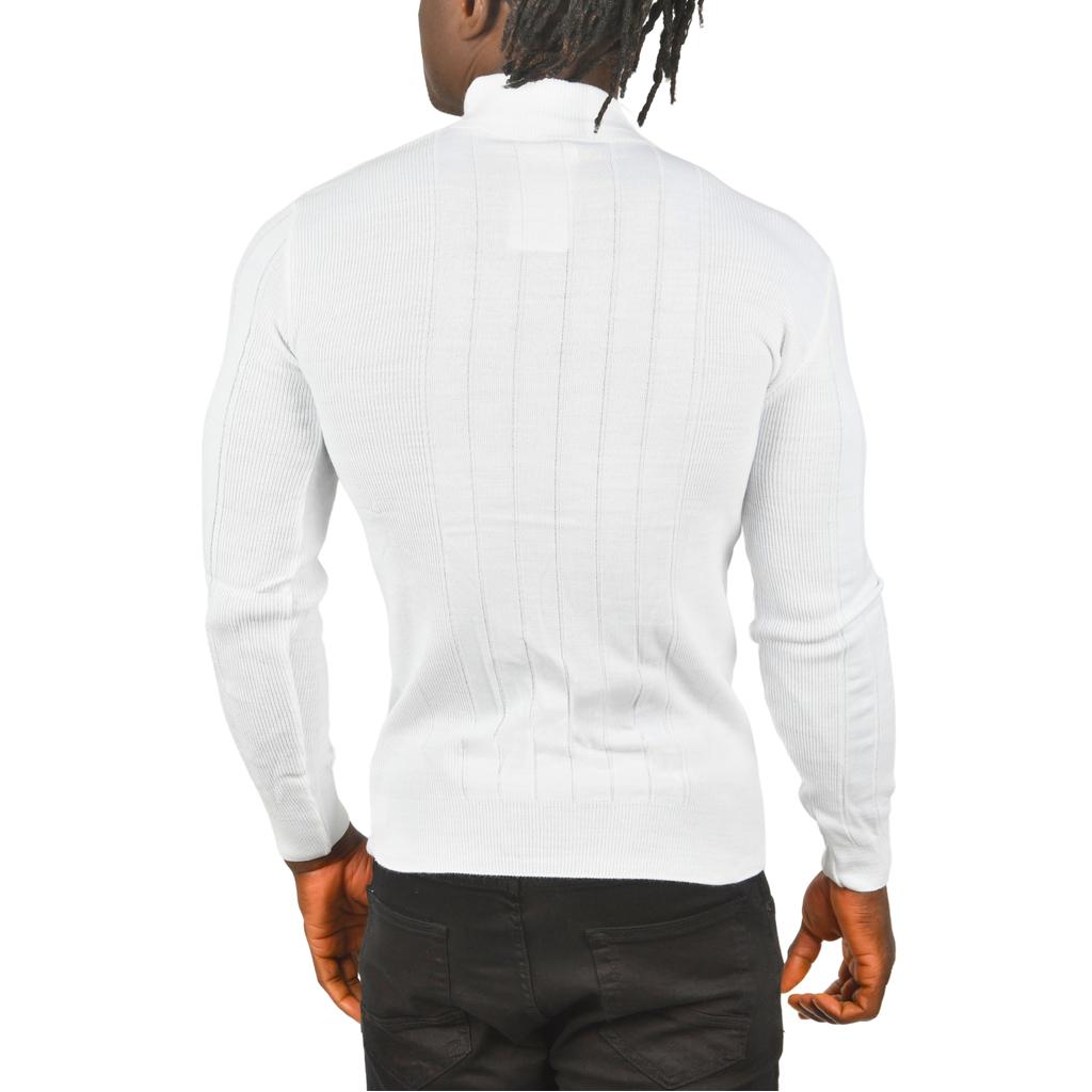 DeepSEA Yarım Balıkçı Yaka Çizgili Tüylenmeyen Slim Fit Triko Kazak 2505491