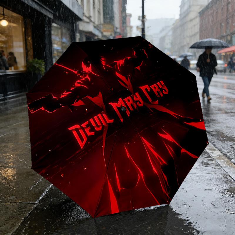 Devil May Cry 8 Ribs 3Fold Black Glue Uv Protection Umbrella Sun Protection Rainproof Compact Folding Umbrella For Travel Daily Use C923936