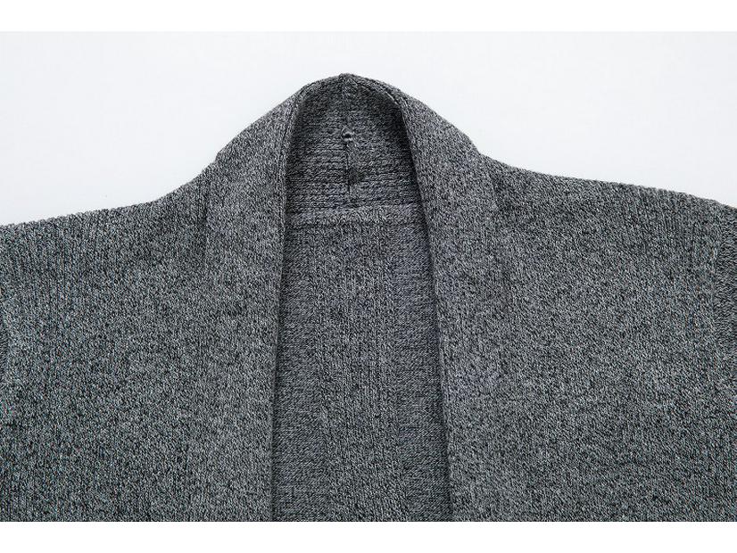 Pardesiu de lungime medie slim fit în stil coreean pentru bărbați - Jachetă cardigan de toamnă, Tricotaje mărime plus