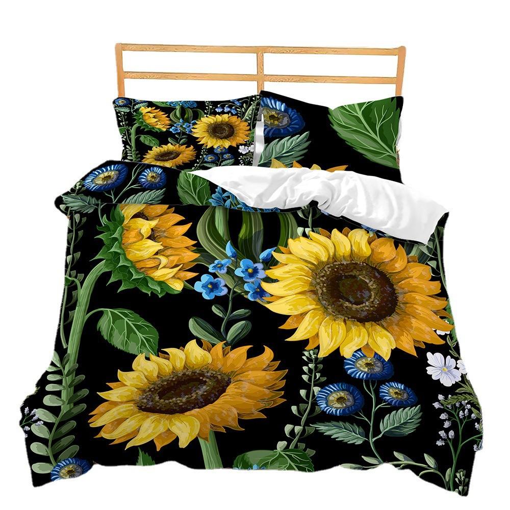 Bettbezug Idyllische Sonnenblumen Serie 3D Dreiteiliges Digitales Set Digitaldruck