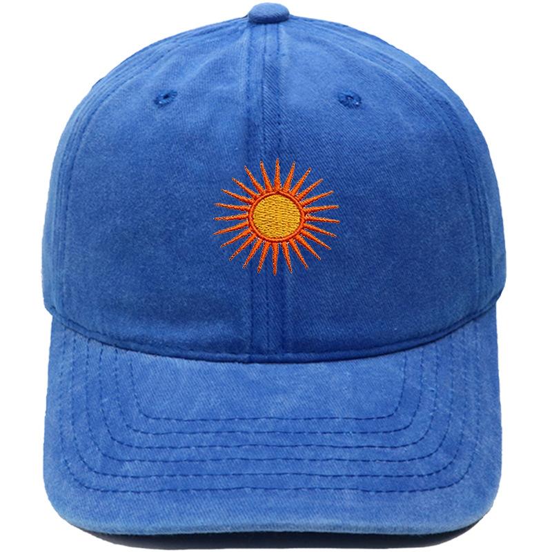 Radiant sun embroidery soft top retro dad hat bohemian outdoor outing men's and women's sunshade cap