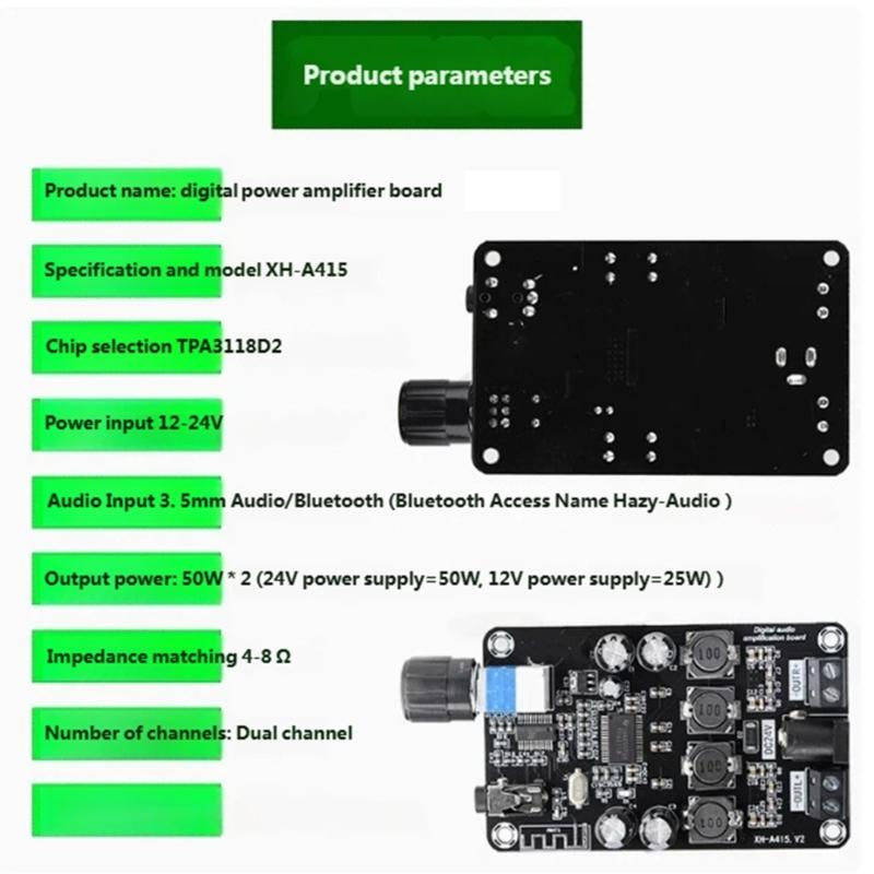 Stereo Power Amplifier Module Supporting Wide Voltage Ranges 12V To 24V with Volumes Control Knob Safety Features for Home