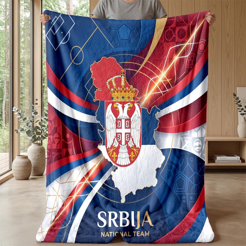 Coperta in Flanella Stampata Serbia Amica della Pelle Calda Decorativa Plaid per Divano Letto Interno Uso Quotidiano