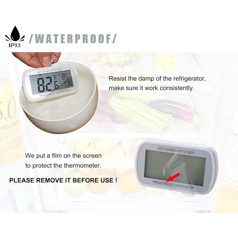 Digital Freezer Room Thermometer Large Lcd Waterproof Magnetic Back Hook Temperature Monitor For Kitchen Home Restaurant