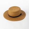 Spring and summer new fashion belt buckle paper grass wide brim flat top straw hat women outdoor shopping shade straw hat tide