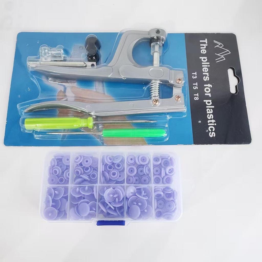 120-Piece Snap Fastener Installation Tool Set with Colorful Resin Buttons and Hand Press Pliers