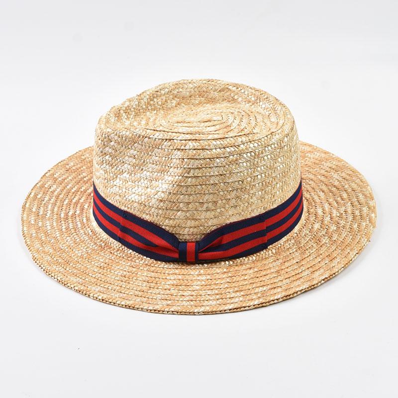 Natural Wheat Straw Fedora Hat Women Summer Beach Panama Caps Bowknot Ribbon For Holiday Party