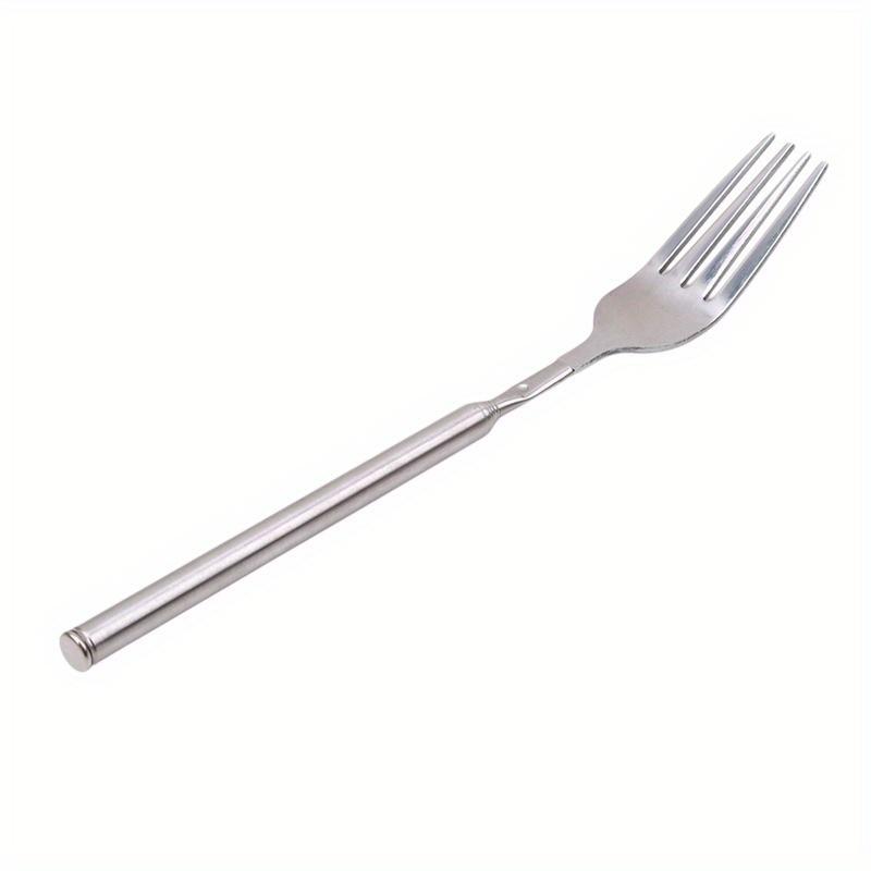 Retro Fork BBQ Telescopic Extendable Dinner Fruit Dessert Long Handle Fork Stainless Steel Cutlery Fork Tableware