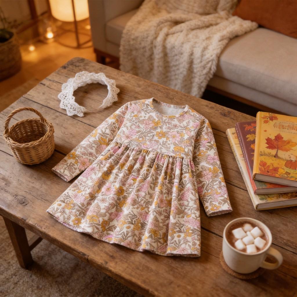 Girl Autumn Princess Dress With Cotton Fabric For Casual Wear