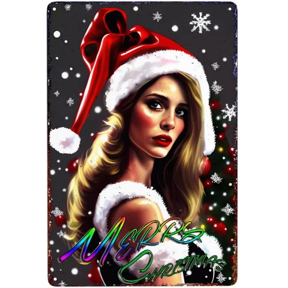 Wesołych Świąt Święty Mikołaj renifery Metalowe Blaszane Znaki Plakaty Talerz Dekoracja Ścienna do Domu Baru Garażu Kawiarni Klubu Retro Plakaty Blaszane