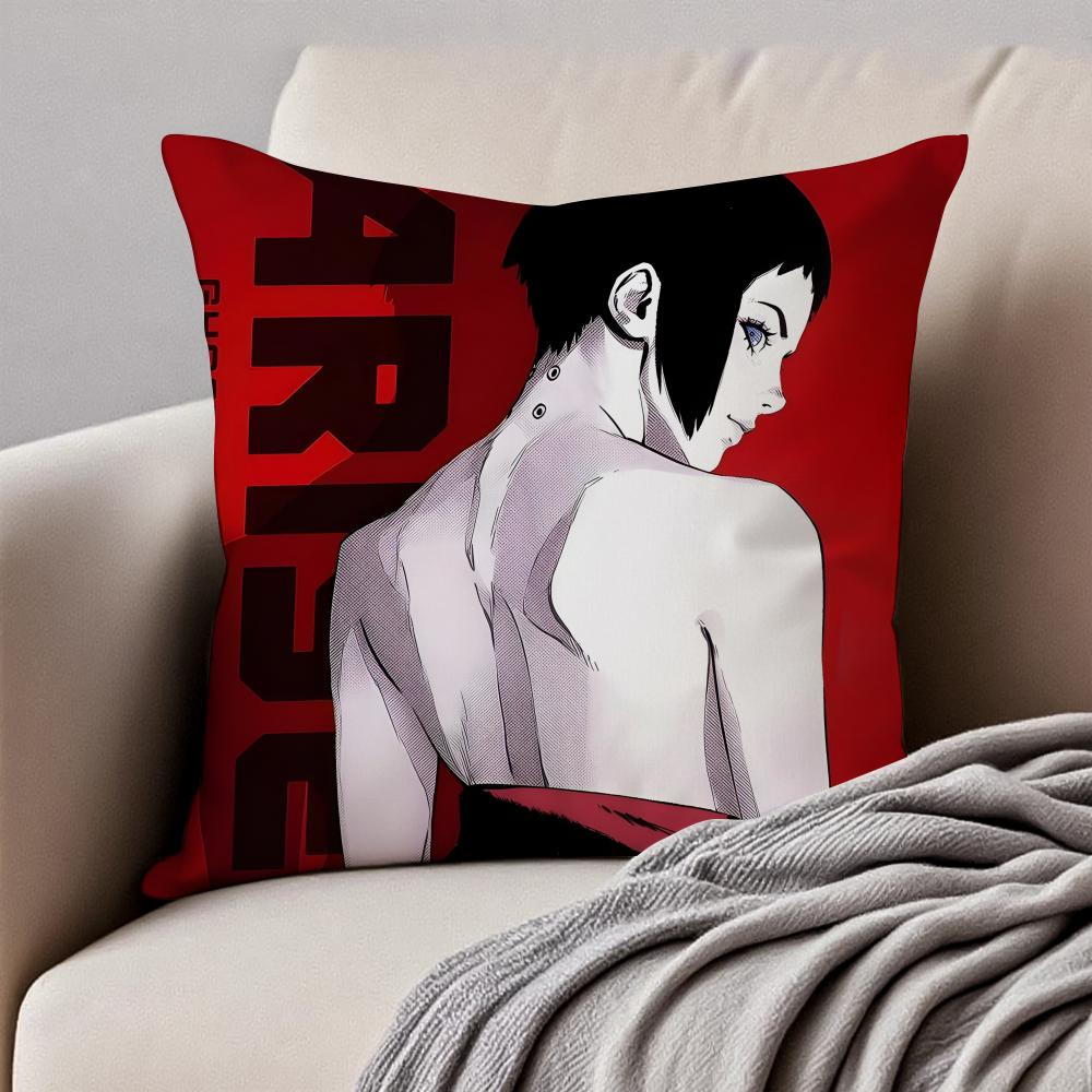 Classic Japanese Anime GGhost In The Shell Cushion Cover Pillowcase Antidustmite Invisible Zipper Short Plush Sofa Cushion