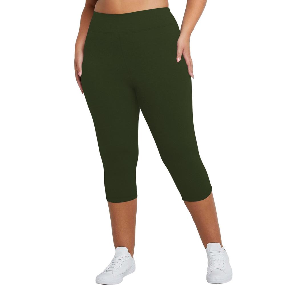 Women’s High Waist Plus Size Capri Pants Comfortable Stretchy Cropped Trousers for Summer Casual Wear with Elastic Waistband