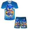 2025 MINISO Tricouri și pantaloni scurți Super Sonic pentru băieți și fete, Harajuku, cu imprimeu Sonic, tricou și pantaloni scurți, stil stradal, mâneci scurte pentru copii
