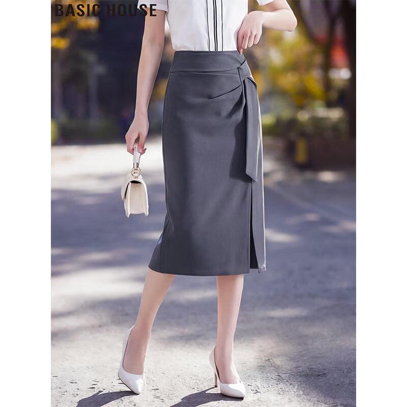 Basic House French Style High-Waist Pencil Skirt XL серый