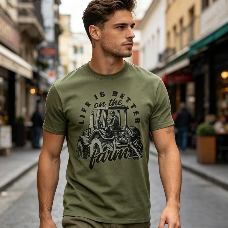 Vintage Life Is Better On The Farm Tractor T-shirt Unisexs Unisexs Mode Grafisch T-shirt voor Boeren Casual Dagelijkse Kleding