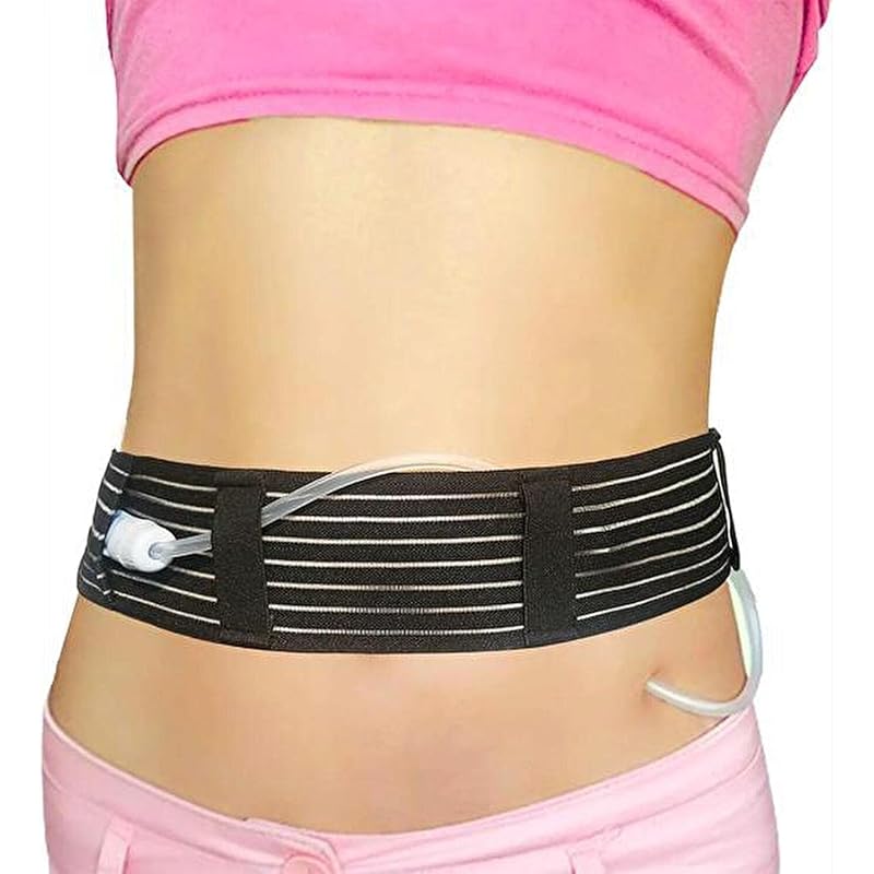 

[Pupureholomua] peritoneal dialysis belt conduit catheter tube holder protection fixed unisex belt (S, black)