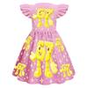 82833 Kids Girls Steal a Brainrot 67 Six Seven Print Ruffle Sleeveless Princess Dress