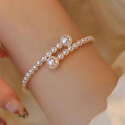 1 Stück Elegantes Verstellbares Perlenarmband mit Kunstperlen für Damen, Geometrisches Design, Raffiniertes Stilvolles Accessoire für den täglichen Gebrauch, Partys und Urlaub