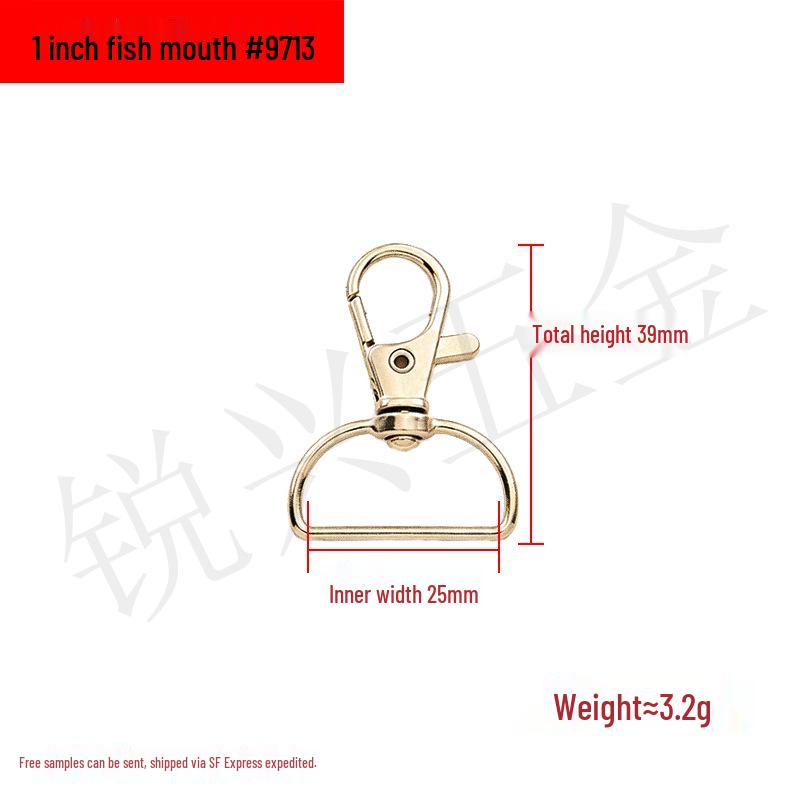 Zinc Alloy Fish Mouth Buckle for Dog Luggage, Shoulder Straps, Keychains, and Webbing.