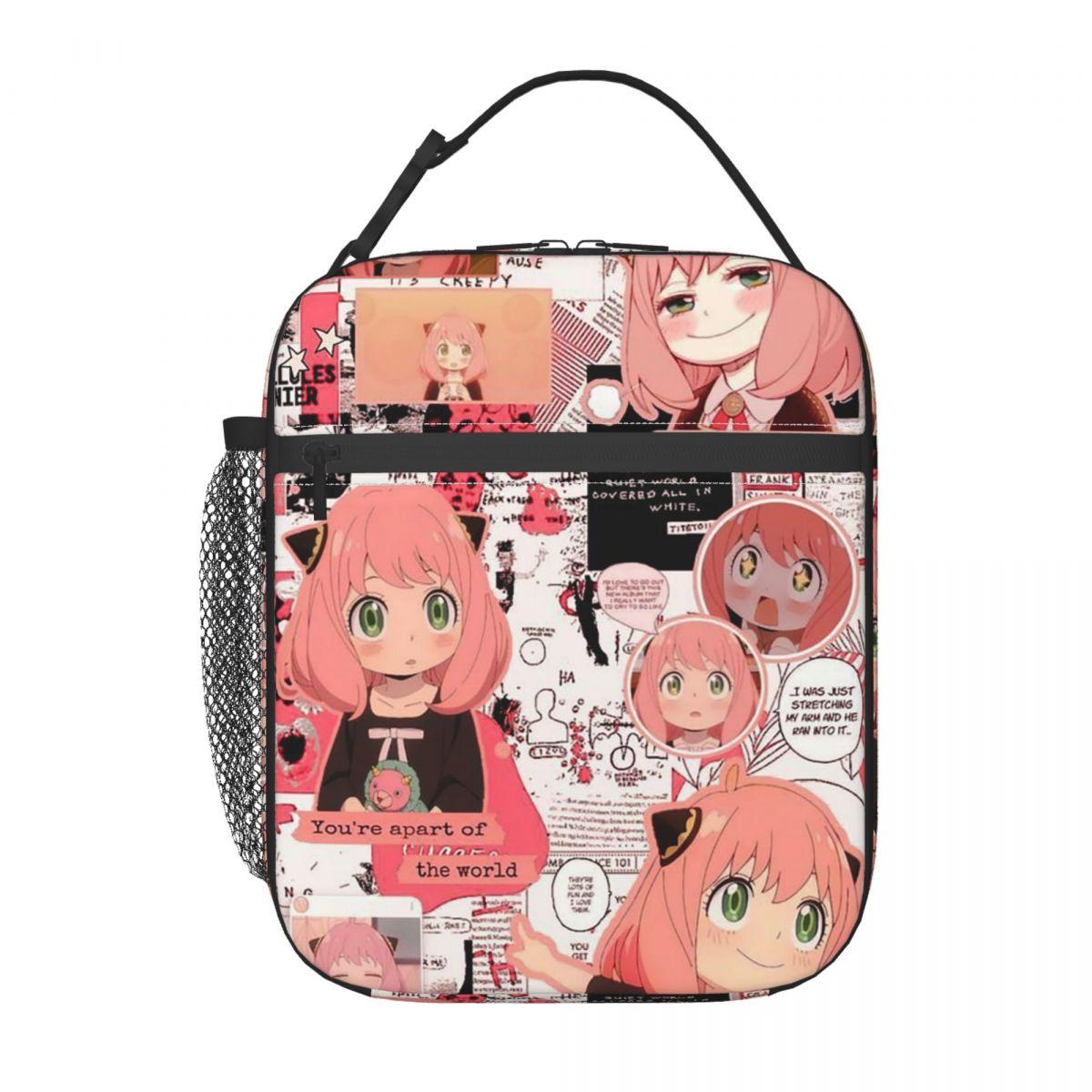 Kawaii Manga Spy X Family Geïsoleerde Lunchtas voor Vrouwen Kantoor Koeltas Thermische Voedselbox Draagbare Lunchboxen Container One Size black