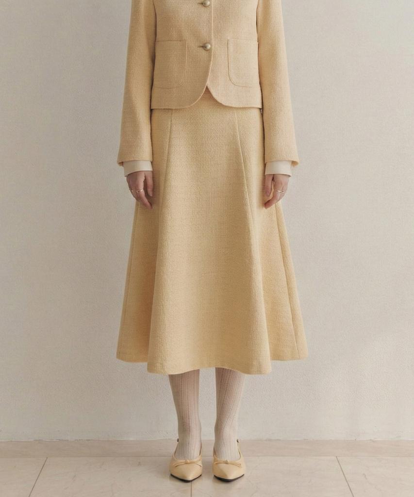ZEROSTREET [4 Colors] Creamy Tweed Long Skirt